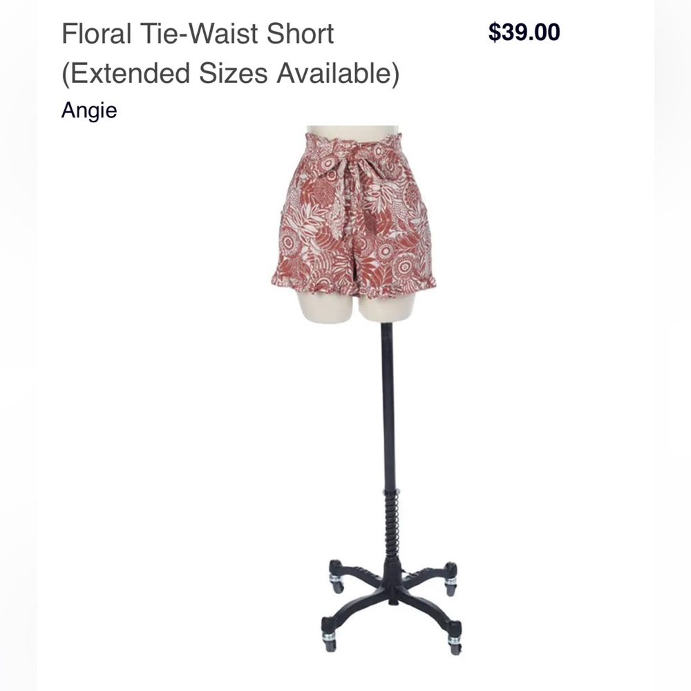 NWT Dry Goods Angie Floral Tie-Waist Short Brown Size Small